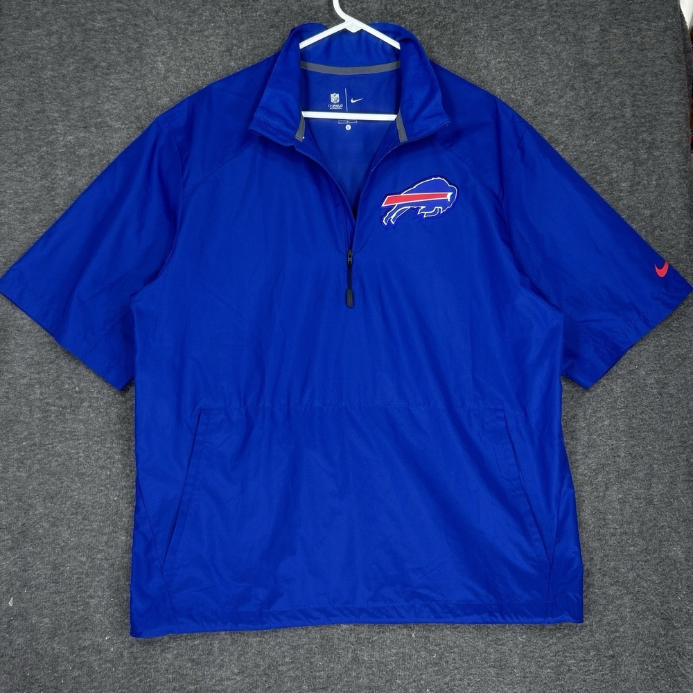 Nike On Field Bufflao Bills Sideline Coach Windbreaker Men L Blue Vented 1/4 zip - Picture 2 of 15